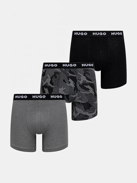 Obrázek produktu HUGO boxerky pánské bavlněné s elastanem BOXERBR TRIPLET DESIGN 3-pack černá