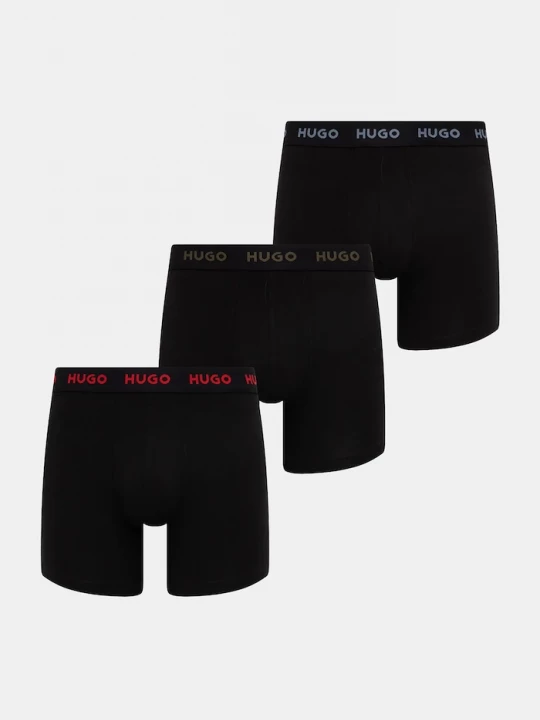 Obrázek produktu HUGO boxerky pánské bavlněné elastanem BOXERBR TRIPLET PACK 3-pack černá