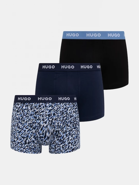 Obrázek produktu HUGO boxerky pánské bavlněné s elastanem TRIPLET DESIGN 3-pack modrá
