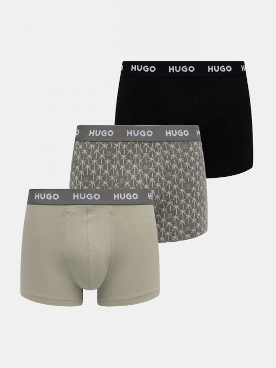 Obrázek produktu HUGO boxerky pánské bavlněné s elastanem TRIPLET DESIGN 3-pack zelená
