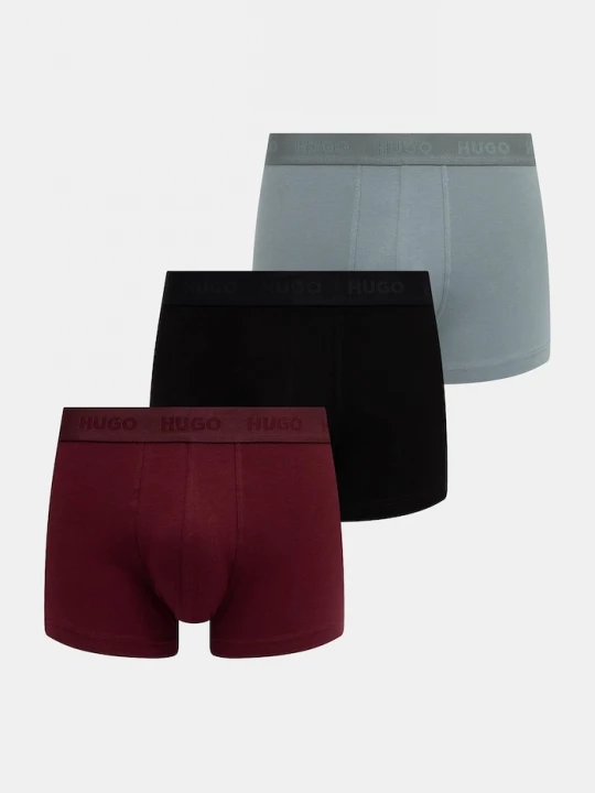 Obrázek produktu HUGO boxerky pánské bavlněné s elastanem TRUNK TRIPLET PACK 3-pack burgundské