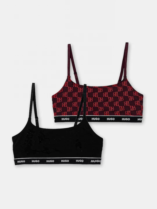 Obrázek produktu HUGO braletka bavlněná s elastanem TWIN BRALETTE DESIGN černá