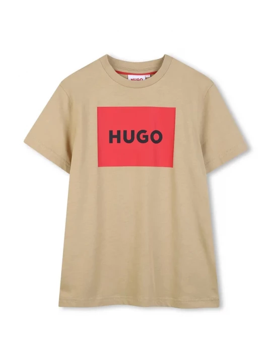 Obrázek produktu HUGO Dětské bavlněné tričko HUGO béžová