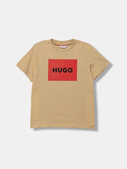 Obrázek produktu HUGO Dětské bavlněné tričko HUGO béžová