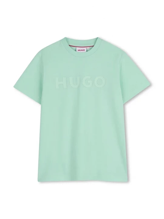 Obrázek produktu HUGO Dětské bavlněné tričko HUGO tyrkysová