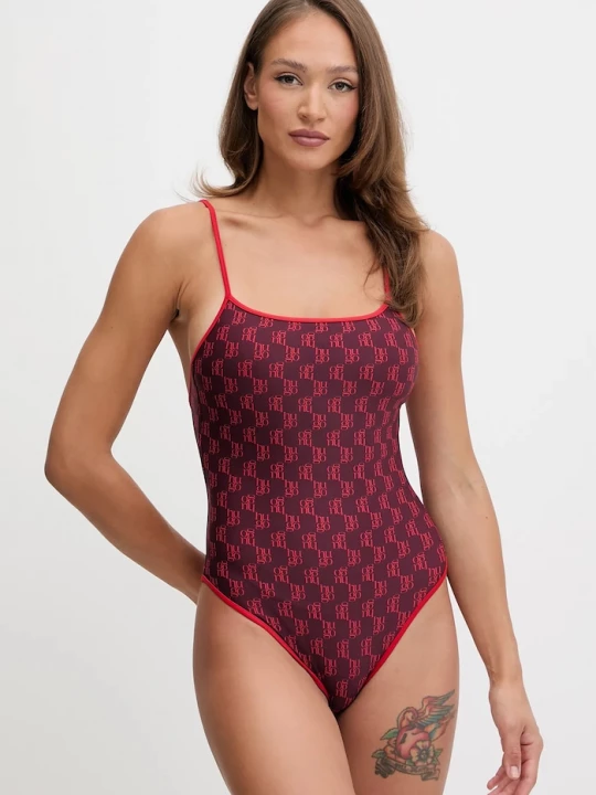 Obrázek produktu HUGO jednodílné plavky dámské MONOGRAM SWIMSUIT červená