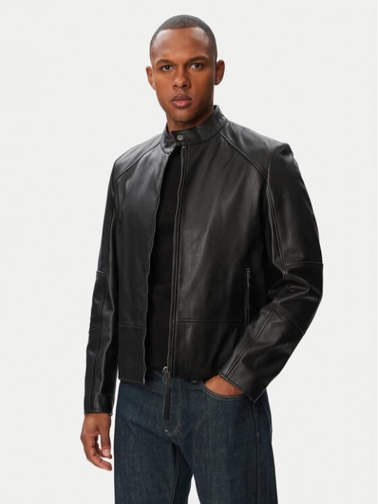 Obrázek produktu HUGO Kožená bunda Likos 50564039 Černá Slim Fit