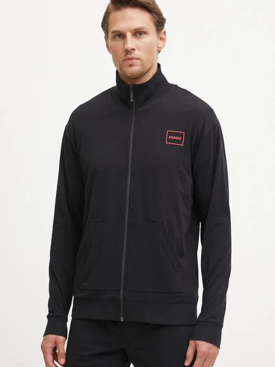Obrázek produktu HUGO loungwear mikina pánská bavlněná s elastanem Laze Zip Jacket černá