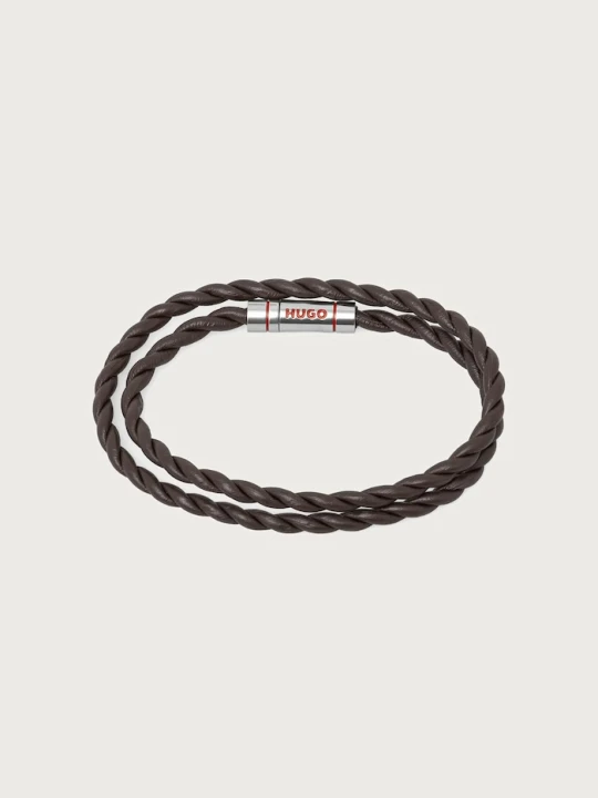 Obrázek produktu HUGO náramek pánský kůžený E-DOUBLEBRAID4-BRA oranžová
