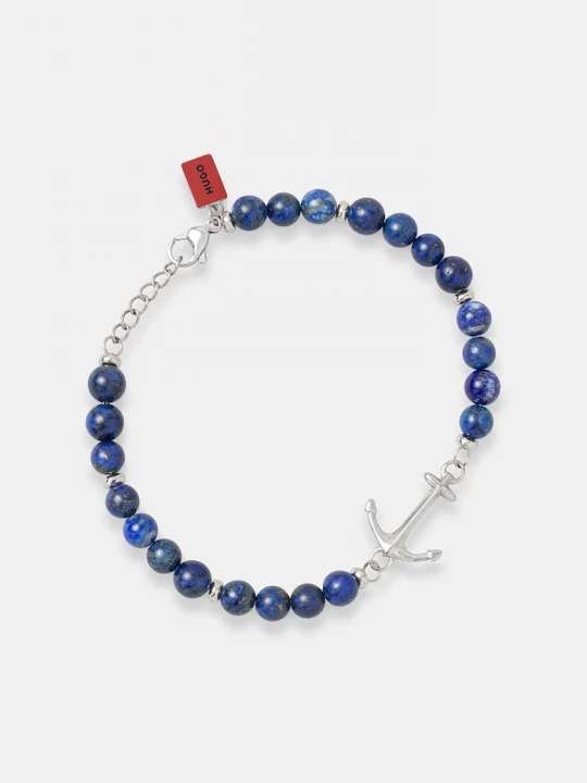Obrázek produktu HUGO náramek pánský z nerezové oceli s Lapisem Lazuli E-BEADS5-BRA modrá