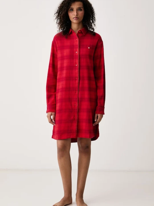 Obrázek produktu HUGO noční košile dámská bavlněná s elastanem FLANNEL NIGHTY červená