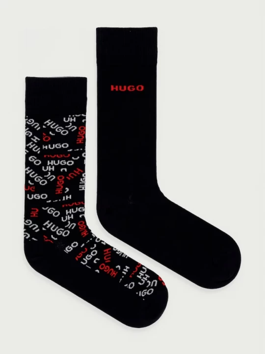 Obrázek produktu HUGO ponožky pánské s bavlnou 2P RS TAPE LOGO 2-pack černá