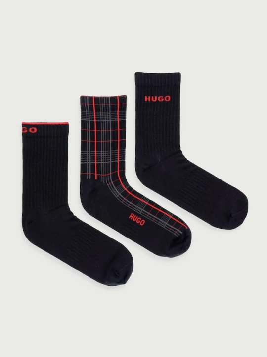 Obrázek produktu HUGO ponožky pánské s bavlnou 3P QS RIB CHECK 3-pack černá
