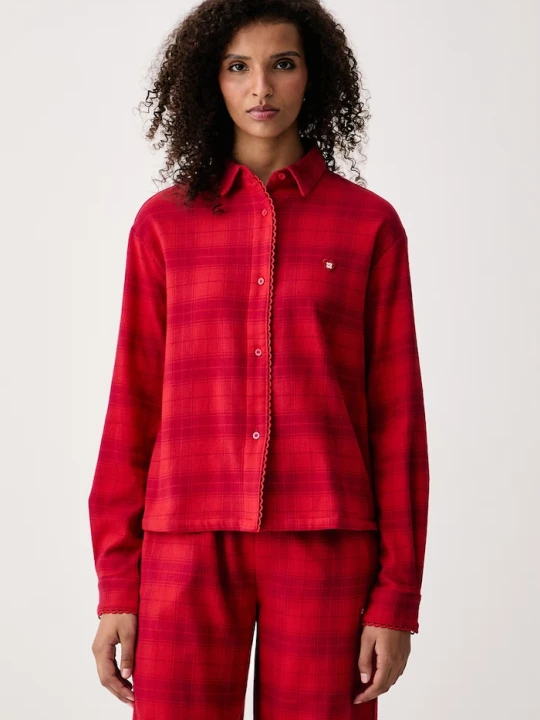 Obrázek produktu HUGO pyžamová košile dámská bavlněná s elastanem FLANNEL LS-SHIRT červená