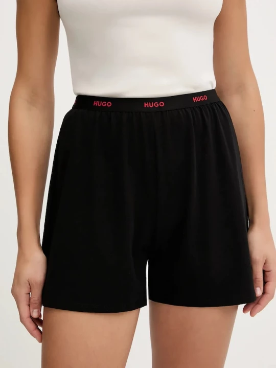 Obrázek produktu HUGO pyžamové šortky dámské bavlněné s elastanem HUGO ID SHORTS černá
