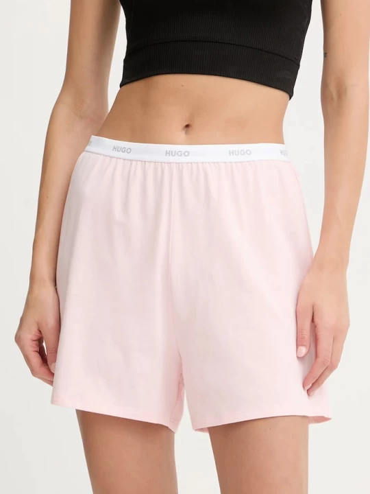 Obrázek produktu HUGO pyžamové šortky dámské bavlněné s elastanem HUGO ID SHORTS růžová