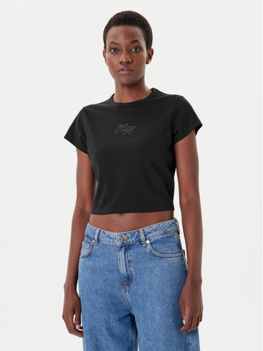 Obrázek produktu HUGO T-Shirt Rhinestone 50551404 Černá Slim Fit