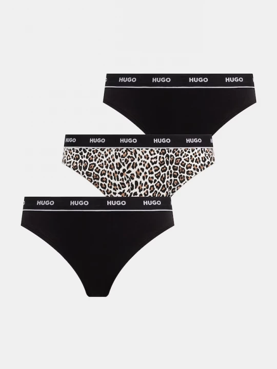 Obrázek produktu HUGO tanga dámské bavlněné s elastanem TRIPLET THONG DESIGN 3-pack námořnická modř
