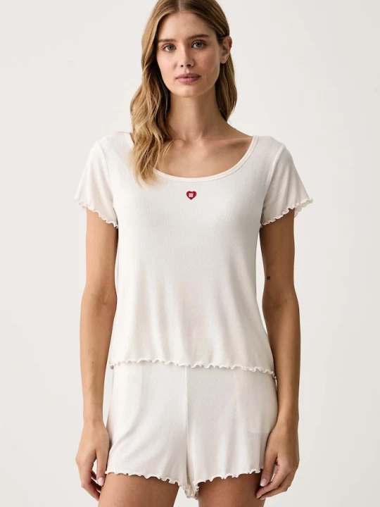 Obrázek produktu HUGO tričkové pyžamo dámské z modalu HEART T-SHIRT béžová
