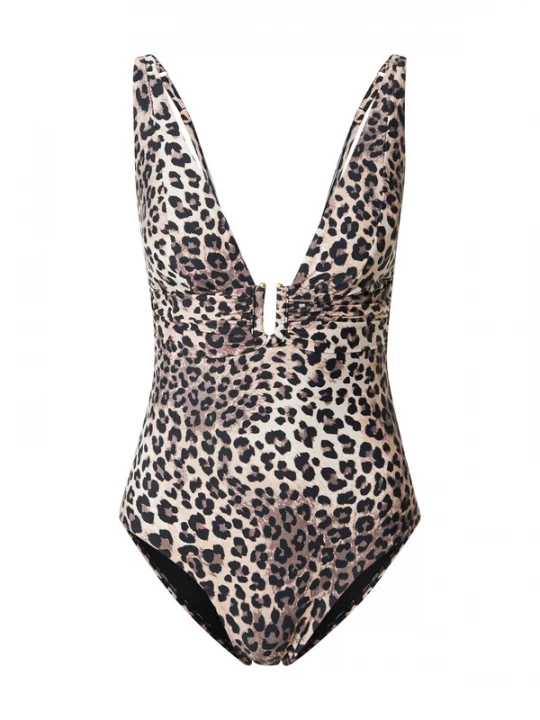 Obrázek produktu Hunkemöller Plavky 'Luxe Animalia' cappuccino / tmavě hnědá / černá