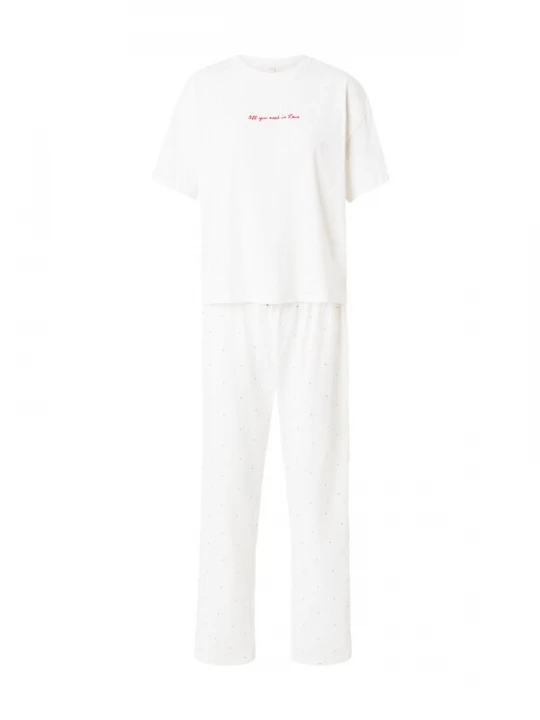 Obrázek produktu Hunkemöller Pyžamo krémová / růžová / tmavě červená