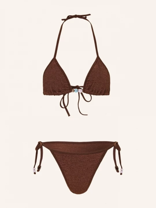 Obrázek produktu Hunza G Trojúhelníkové Bikiny Gina S Ozdobnými Perličkami hnědá / světle růžová