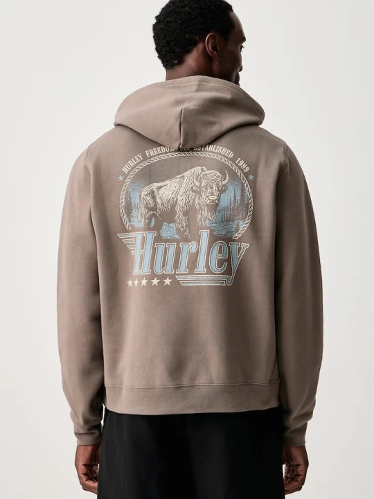 Obrázek produktu Hurley mikina kapucí pánská bavlnou Outlaw Snap hnědá