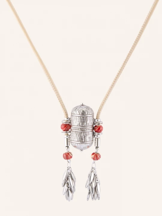 Obrázek produktu Isabel Marant Náhrdelník Necklace béžová / stříbrná / červená