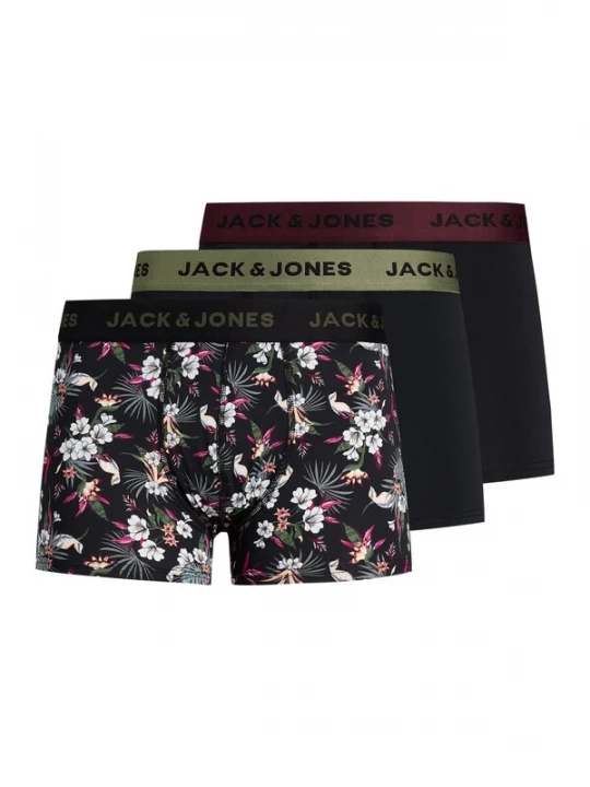 Obrázek produktu JACK & JONES Boxerky 'JACFlower'  zelená / vínově červená / černá / bílá