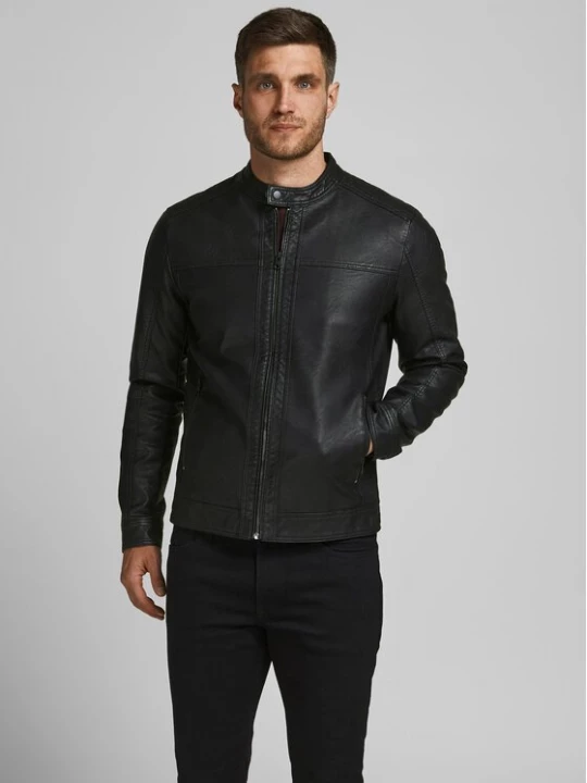 Obrázek produktu Jack & Jones Bunda z imitace kůže 12182461 Černá Regular Fit