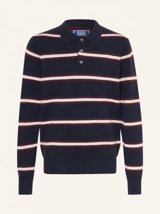 Obrázek produktu Jack&Jones Pletená Polokošile tmavě modrá / hnědá / bílá