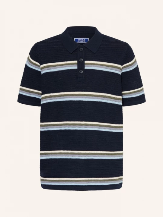 Obrázek produktu Jack&Jones Pletené Polo Tričko tmavě modrá / šedá / tmavě modrá
