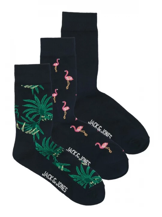 Obrázek produktu JACK & JONES Ponožky 'JACFLAMINGO' tmavě modrá / tmavě zelená / růžová / bílá