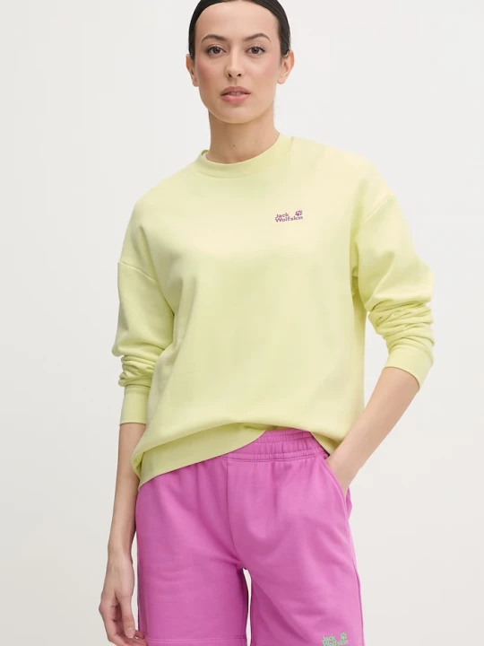 Obrázek produktu Jack Wolfskin mikina dámská bavlněná Celebrate The Paw žlutá