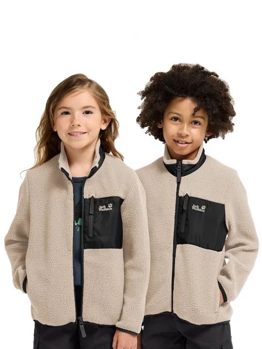 Obrázek produktu Jack Wolfskin rozepínací mikina dětská fleecová LITE CURL FZ K béžová