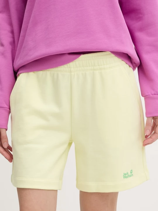 Obrázek produktu Jack Wolfskin teplákové šortky dámské bavlněné Celebrate The Paw žlutá