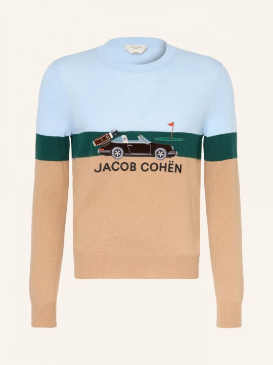 Obrázek produktu Jacob Cohen Svetr Porsche Edition velbloudí / tmavě zelená / tmavě modrá