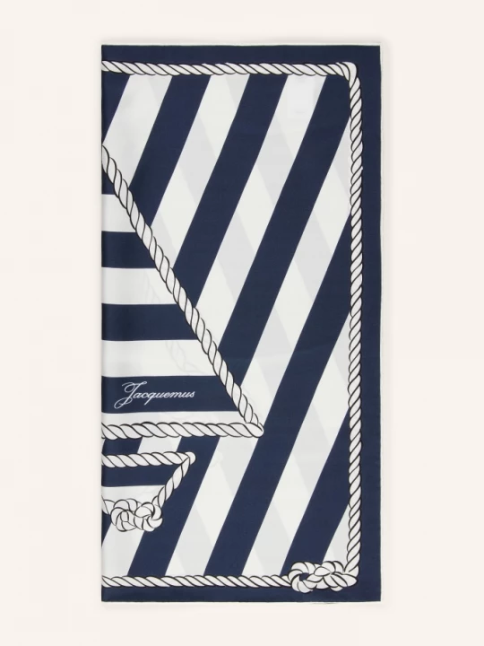 Obrázek produktu Jacquemus Hedvábný Šátek Le Foulard Bateau Corde tmavě modrá / bílá