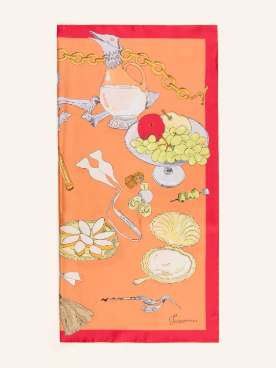 Obrázek produktu Jacquemus Hedvábný Šátek Le Grand Foulard Cocktail červená / žlutá / bílá
