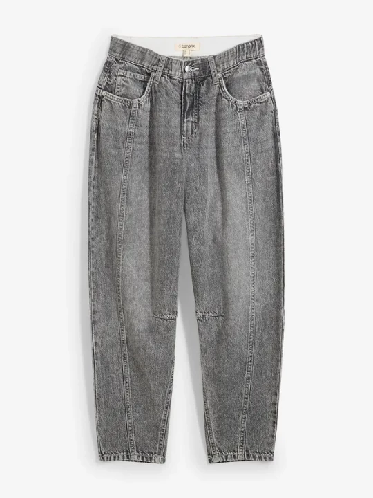 Obrázek produktu Jeansy barrel, mid waist, cropped BonPrix szary