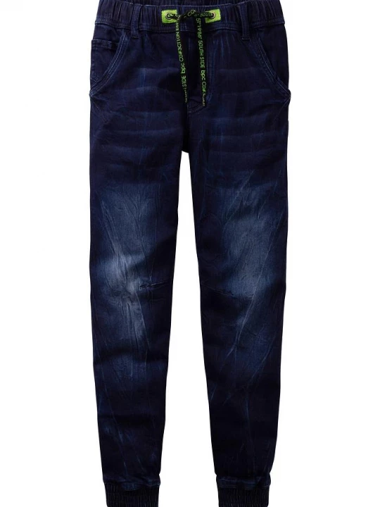 Obrázek produktu Jeansy dresowe mid waist z wygodnym pasem o kroju regular fit, ze zwężanymi nogawkami BonPrix niebieski