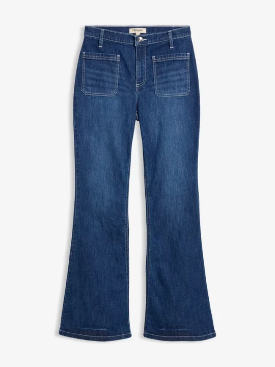 Obrázek produktu Jeansy dzwony, high waist, ze stretchem BonPrix niebieski