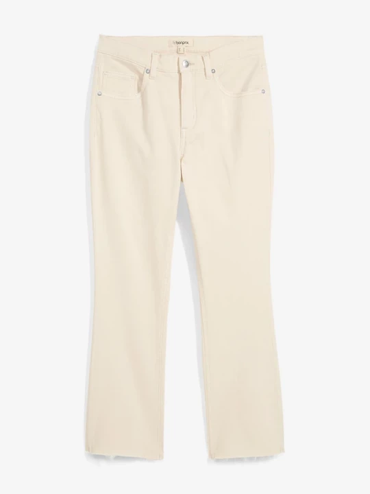 Obrázek produktu Jeansy flared, high waist, cropped BonPrix beżowy