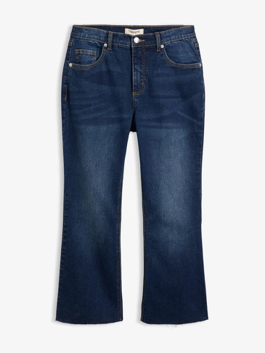 Obrázek produktu Jeansy flared, high waist, cropped BonPrix niebieski