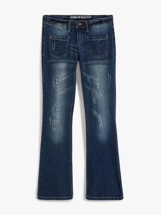 Obrázek produktu Jeansy flared, low waist, ze stretchem BonPrix niebieski
