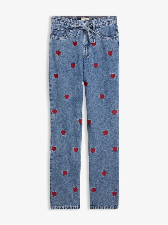 Obrázek produktu Jeansy loose, straight, high waist, z bawełny BonPrix niebieski