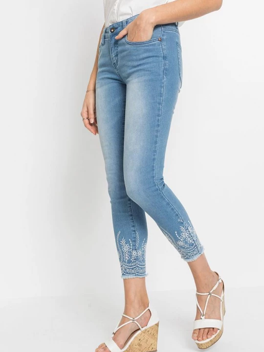 Obrázek produktu Jeansy o kroju skinny, mid waist, cropped BonPrix niebieski