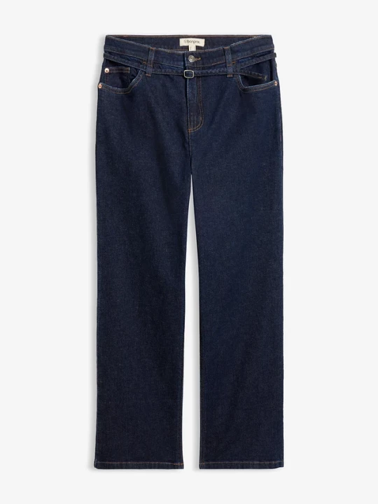 Obrázek produktu Jeansy straight, high waist, cropped BonPrix niebieski