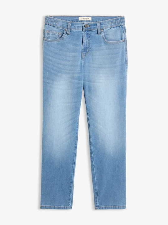 Obrázek produktu Jeansy straight, mid waist, cropped BonPrix niebieski