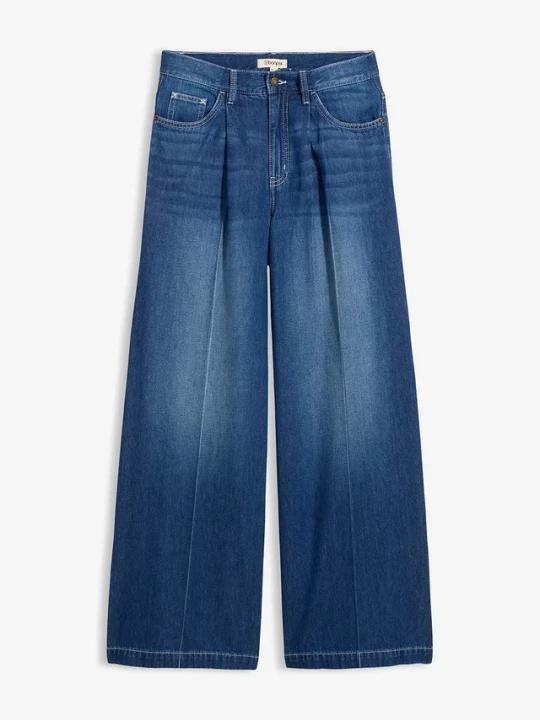 Obrázek produktu Jeansy super wide leg palazzo, mid waist BonPrix niebieski